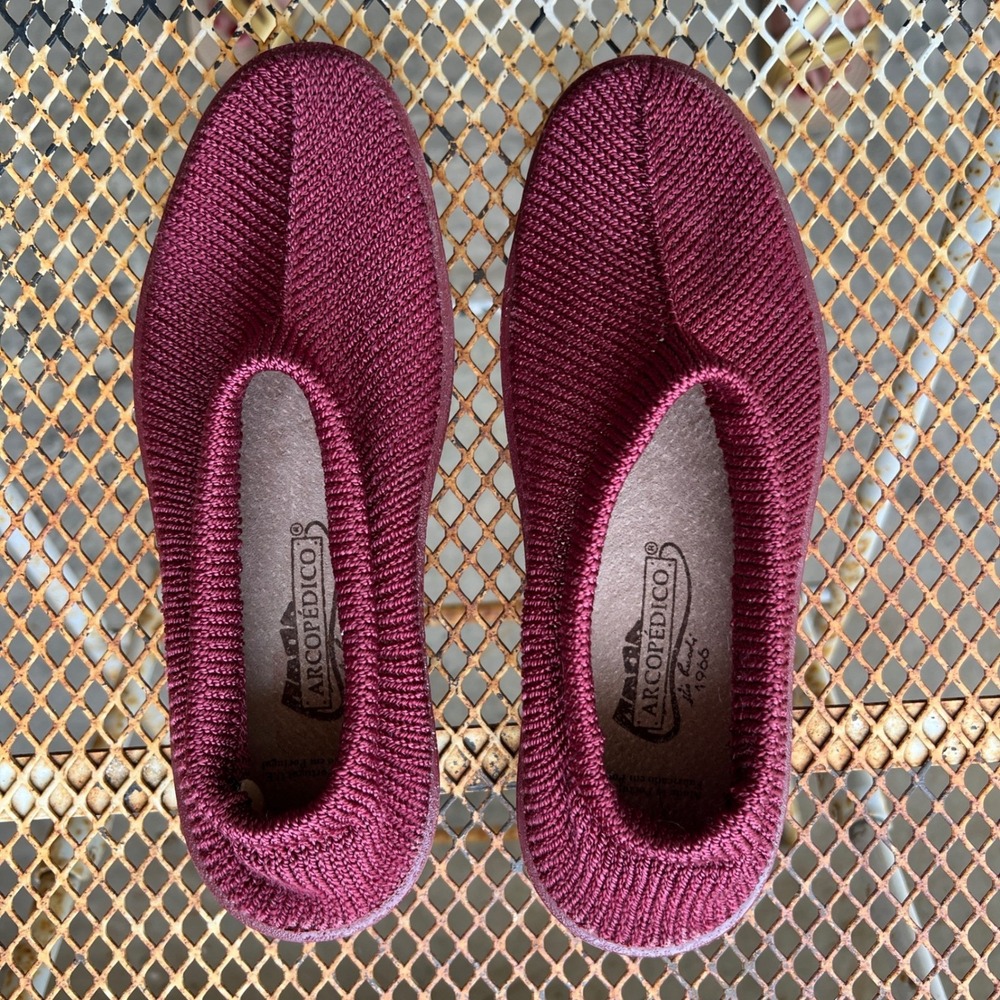 Arcopedico LS Knit Oxford Burgundy Maroon Comfort Walking Shoe Women 38 Portugal